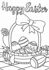 Easter Basket Coloring Pages Egg Happy sketch template