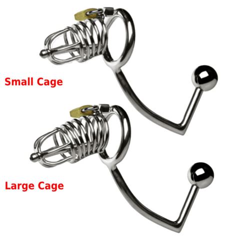 steel chastity cage butt plug with urethral tube cute sissy