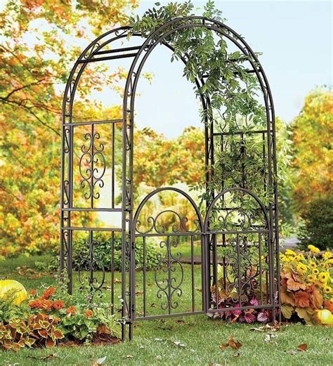 garden arbor gate dark bronze iron arch archway patio lawn wedding trellis ft  garden arches