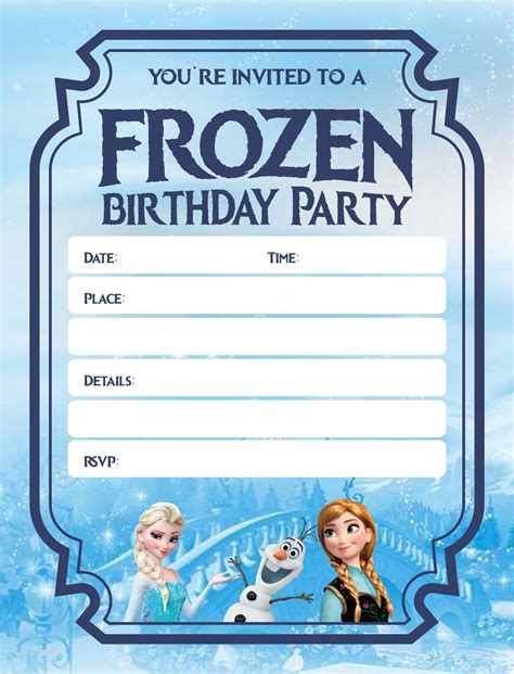 frozen printable birthday card printable templates