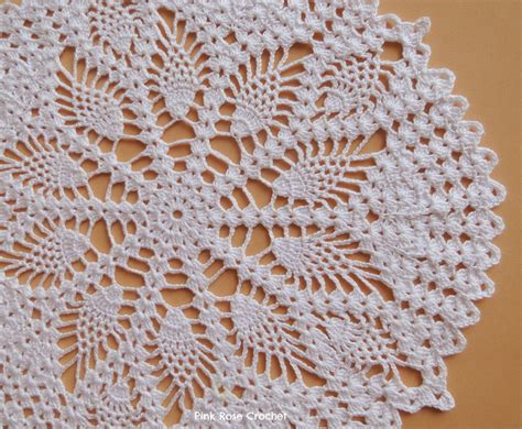 pink rose crochet vintage pineapple doily