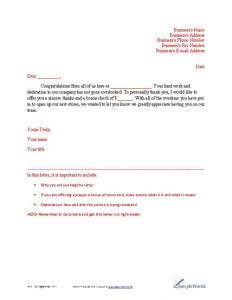 letter  appreciation sample  template document