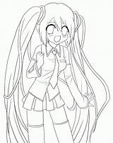 Coloring Miku Pages Hatsune Anime Vocaloid Line Pdf sketch template