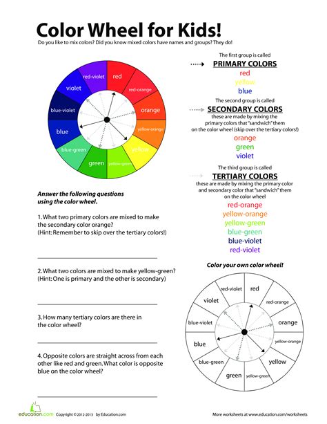 color wheel chart  kids templates  allbusinesstemplatescom
