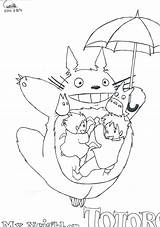 Coloring Totoro Neighbor Hello Ghibli sketch template