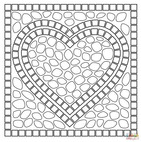 mosaic heart coloring page  printable coloring pages