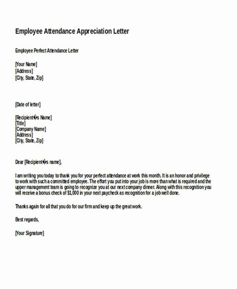 appreciation letter  employee letter  template