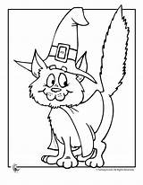 Halloween Coloring Cat Pages Scary Witch Easy Kids Witches Colouring Printable Color Print Printables Cute Cartoon Preschool Sheets Clipart Kitten sketch template