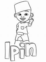 Coloring Upin Ipin Pages Mewarnai Sketsa Kids Top sketch template