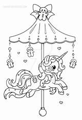 Coloring Pages Unicorn Pony Carousel Yampuff Gingerbread Deviantart Lineart Holiday Girl Printable Halloween Malebøger Tegninger Cute Template Color Malesider Kids sketch template