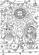 Coloring Trick Treat Pages Supercoloring Halloween Categories sketch template