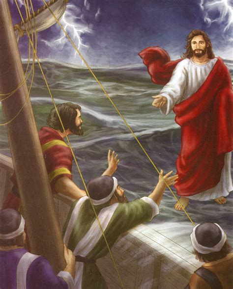 jesus walks  water  catholic picture print etsy