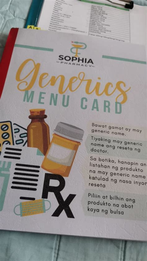generics menu card  drugstore shopee philippines