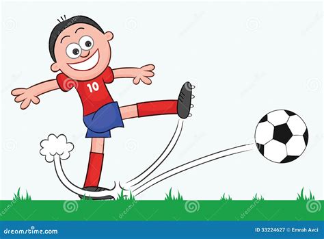 cartoon soccer player kick royalty  stock photography image