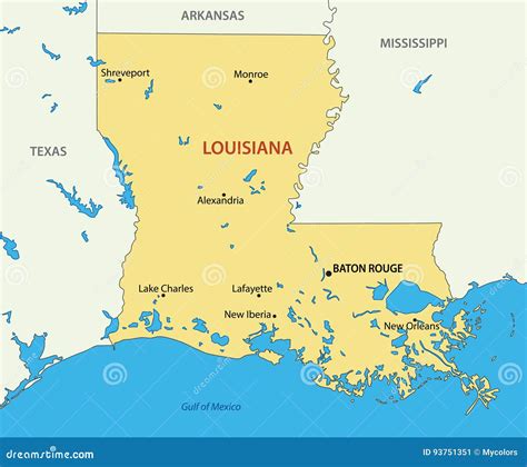 louisiana map  state vector stock vector illustration  rouge