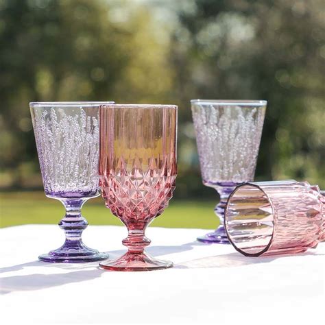 six exotic embossed coloured wine glasses by dibor