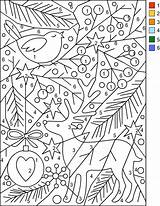 Christmas Number Color Coloring Pages Nicole Numbers Printable Holiday Kids Winter Adult Print Tree Sheet Book Navidad Reindeer Scene Code sketch template