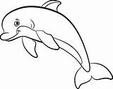 Dolphin Coloring Pages Cute Animals Marine Wild Little sketch template