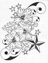 Tattoo Drawing Flower Hibiscus Tattoos Designs Star Coloring Pages Hawaii Sketch Silhouette Hawaiian Flowers Butterfly Beginners Nautical Drawings Chest Idea sketch template