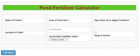 pond fertilizer calculator krishitools
