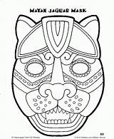 Mayan Mask Pages Coloring Masks Template Aztec Mexican Jaguar Maya Printable Drawing Calendar Colouring Symbols Guatemala Kids African Color Tikal sketch template