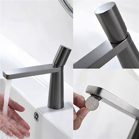 modern grey mono bathroom basin tap single knob solid brass homary au