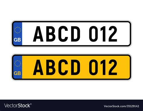british uk car license plate template gb car vector image