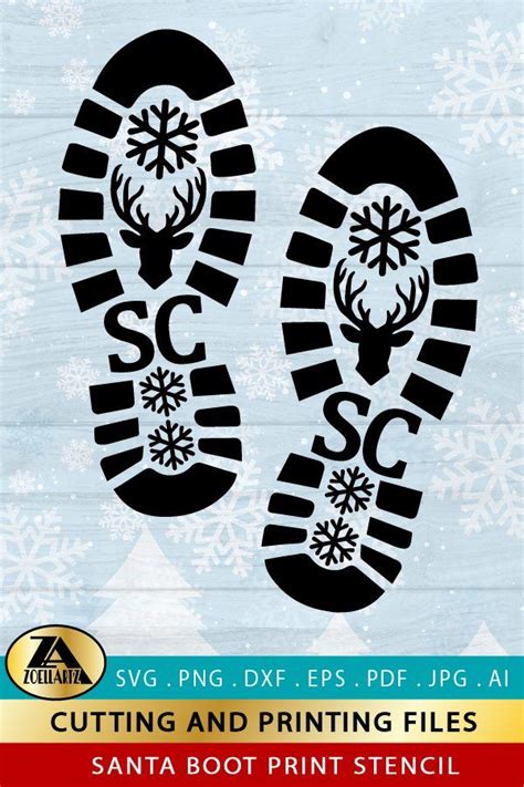 santa boot svg santa boot print stencil svg santa footprint  svgs design bundles