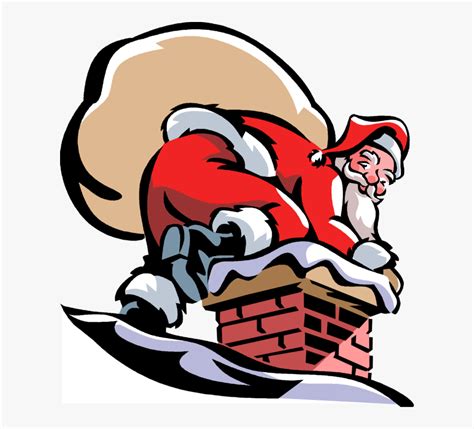 Vector Illustration Of Santa Claus Goes Down Chimney Hd Png Download