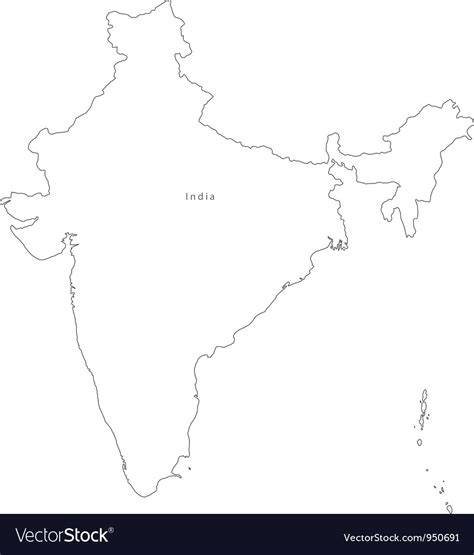 black white india outline map royalty  vector image