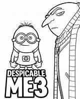 Despicable Coloring Minion Drawing Gru Outline Color Print Clipartmag sketch template