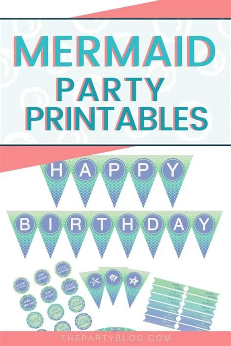 mermaid party printables  party bloc