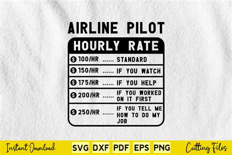 funny airline pilot hourly rate svg graphic  buytshirtsdesign creative fabrica