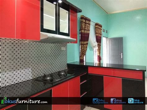 kitchen set merah hitam rumah desain dekorasi rumah
