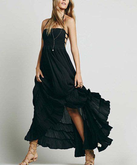 Vicky And Lucas Black Tiered Ruffle Halter Maxi Dress