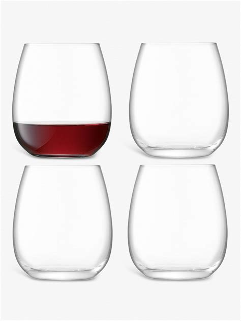 Lsa International Borough Stemless Red Wine Glasses Set Of 4 455ml