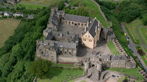 stock footage aerial video orbiting historic stirling castle