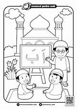 Mengaji Mewarnai Masjid Anak Belajar sketch template