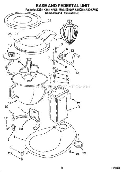 kitchenaid ksmc parts list  diagram ereplacementpartscom