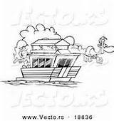 Coloring Houseboat House Cartoon Boat Outlined Couple Their Vector Royalty Stock Vacation Summer Illustrations Clipart Designs sketch template