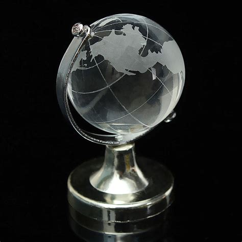 World Globe Crystal Glass Clear Paperweight Wedding Favor Home Desk