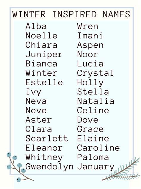 winter inspired names writing words book writing tips writing
