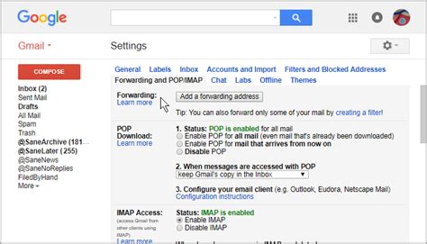 Sanebox Help Gmail Specific How To Set Up Automatic Forwarding From