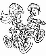 Coloring Kids Bicycles Riding Bikes Children Print Two sketch template