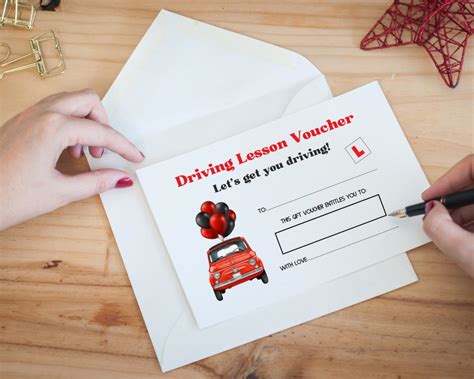 printable driving lesson voucher  birthday gift  etsy uk