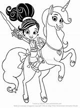 Nella Trinket Coloring Unicorn Princess Drawing Knight Pages Kids sketch template