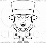 Magician Clipart Cheering Boy Happy Coloring Cartoon Outlined Vector Thoman Cory Royalty Clip sketch template