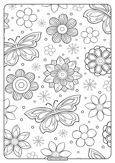 printable flower pattern coloring page
