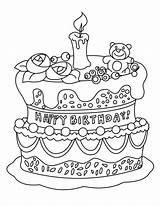 Cake Birthday Coloring Pages Kids Printable sketch template