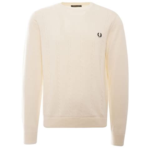 Fred Perry Cable Knit Crew Neck Jumper Ecru K2554 560